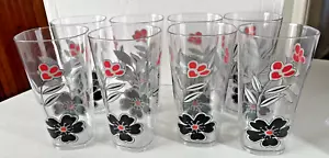 Corelle Coordinates Mandarin plastic glasses set of 8 black/red/gray 6.25" tall - Picture 1 of 4