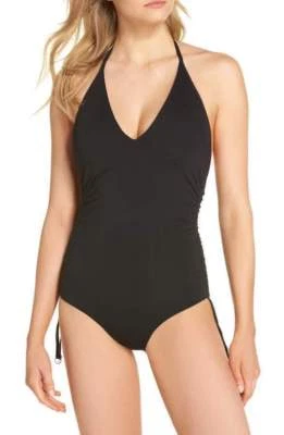 New $162 Seafolly Active Ruched Side Deep V One-Piece Swimsuit US 4 /AU 8 - Image 1 of 4