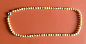 Perlenkette Verschluss 835 Silber cremeweiße Perlen Kette ca. 58 cm lang - Bild 1 von 3