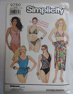 Swimsuit Bikini One Piece Sarang Pareo Skirt 4-12 Simplicity 9750 Sewing Pattern - Image 1 of 4