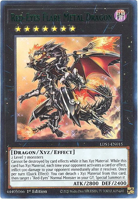 Yu-Gi-Oh Card - LDS1-EN015 - RED-EYES FLARE METAL DRAGON (Green) (ultra) NM/M - Image 1 of 1