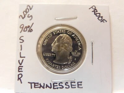 2002 S 90% Silver Proof Tennessee State Quarter - From a U.S.  Proof Set - Image 1 of 2