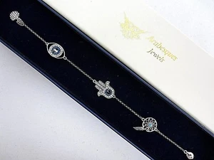 ARABESQUES GENUINE CRYSTAL HAMSA HAND/EYE VERSATILE STRAND/REMIX BRACELET/BANGLE - Picture 1 of 9