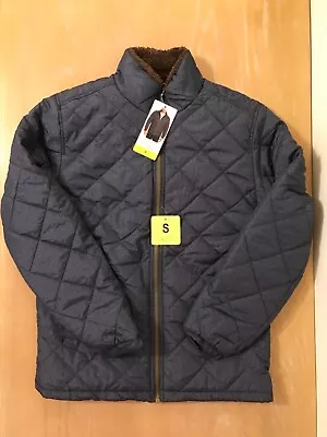 ¡Nuevo! Chaqueta impermeable para hombre cremallera completa forrada de piel sintética 3 bolsillos azul talla pequeña Foto 1 de 4