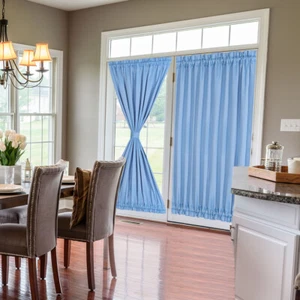 2pcs Blackout Curtains Sliding Door Panel Darkening Drape Sky Blue 54" x 72" - Picture 1 of 12