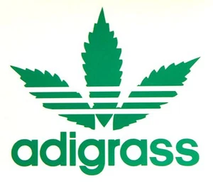 Adigrass Marihuana Leaf Logo Parody Vinyl Decal Sticker - Picture 1 of 1