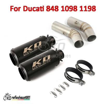 For Ducati 848 1098 1198 Motorcycle Exhaust System Mid Pipe Escape 51mm Mufflers Foto 1 de 4