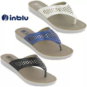 Womens Thong Flip Flop Sandals Inblu Toe Post Jewelled Cushioned Beach Flats - Picture 1 of 16