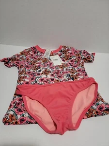 Jessica Simpson Girls Size 8 Flowered Rash Guard And Pink Bikini Bottoms... - Picture 1 of 5