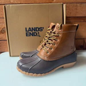 Land's End Boots Mens Size 10 Haze Duck Boot Cognac Brown 3M Thinsulate NIB - Picture 1 of 14