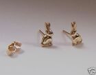 9ct Gold Tiny Small BUNNY Rabbit Studs Earrings 9K Girls Kids X'mas GIFT BOX