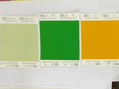 3 x Pantone colour guide Cotton Swatch Cards Seafoam, Fern Green & Citrus - Image 1 of 2