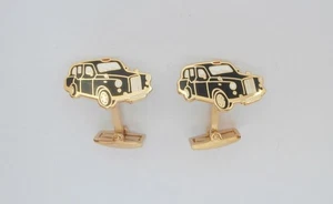 BN Gold Metal, Enamelled London Black Cab Hackney Carriage Cufflinks by Hackett - Picture 1 of 3