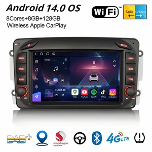 8+128GB Android 14 DAB+ Autoradio Navigatore Mercedes Classe C/CLK/G/A W203 Viano Vito - Foto 1 di 20