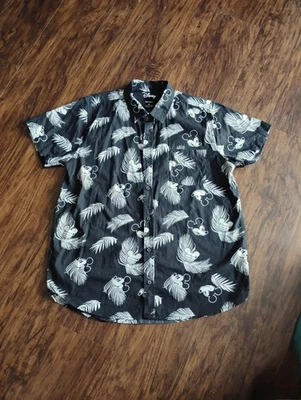 Коробка обед Disney Микки Маус Hawaian рубашка XL на пуговицах черно-белый тропический РЕДКАЯ - Изображение 1 из 4