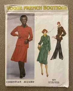 VTG Vogue French Boutique AUJARD Pattern #1571 Top Dress Skirt Pants 12 UNCUT FF - Picture 1 of 13