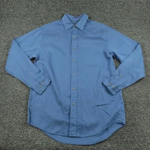 George Hemd Herren mittelblau Fischgrät Langarm Knopfleiste Tasche Baumwolle - Bild 1 von 9