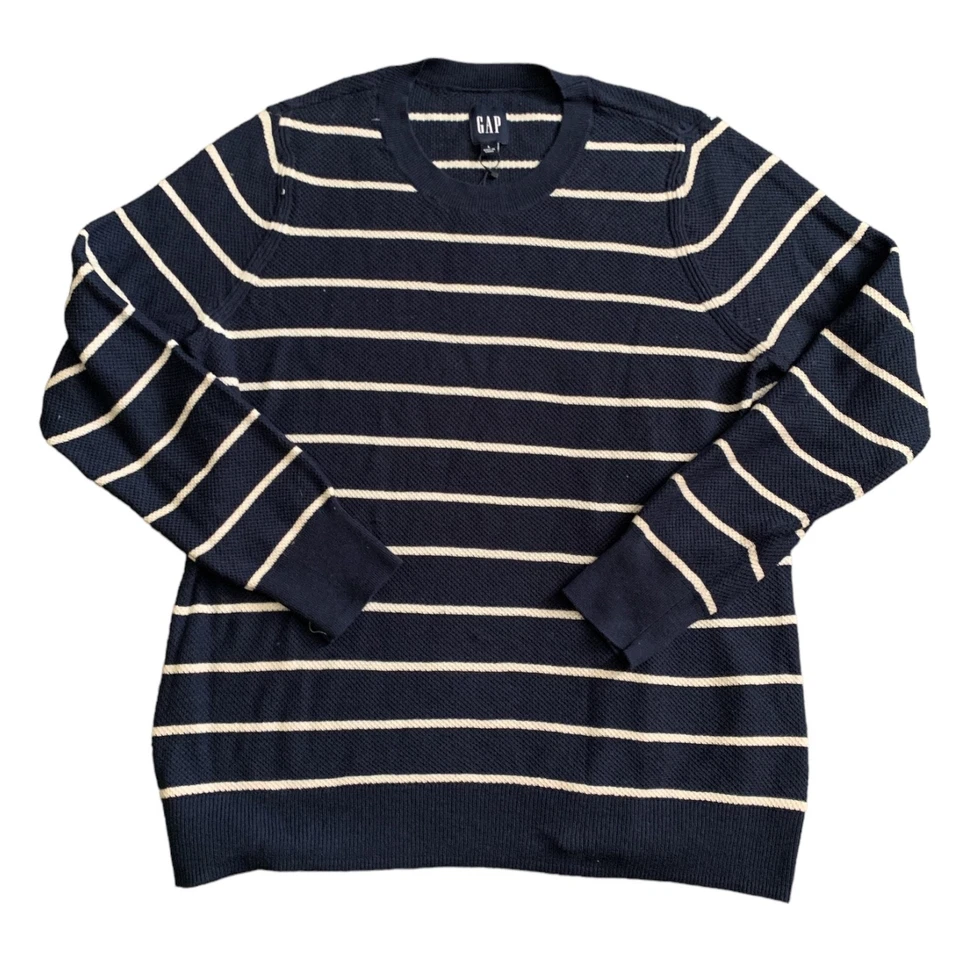 Gap Women's Seedstitch Sweater Size Xl Navy Stripe Nautical Preppy