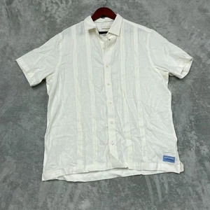 Scotch & Soda Mens White Button-Up Shirt Size L Linen Blend a1398 - Picture 1 of 7