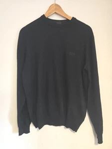 Maglione girocollo uomo HUGO BOSS maglione medio nero lana vergine - Foto 1 di 12