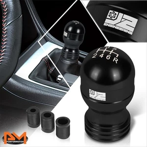 J2 Teardrop Shape Ridges Body Aluminum 6-Speed Manual Shift Knob Black+Adapters - Picture 1 of 5
