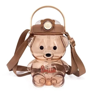 Kawaii Bear Water Bottle with Straw and Strap, Cute Water Bottles for , Porta... - Picture 1 of 8