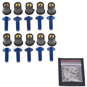 Blue 10x Windscreen Bolt Kit CBR GSXR ZX Mount M5 x 1.25p Wellnut Fairing - Picture 1 of 2