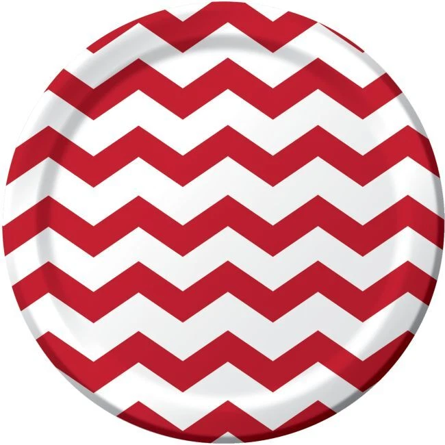 Platos de papel Chevron & Dots rojos de 9 pulgadas 8 por paquete vajilla decoraciones de fiesta Foto 1 de 1
