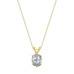 IGI F/ VS 1 Ct Oval Lab Created Grown Diamond Pendant Necklace 14K Yellow Gold - Picture 1 of 2