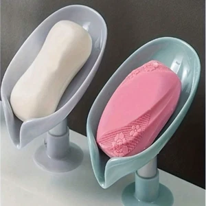 Bathroom Leaf Shape Drain Soap Box Dish Holder Storage Suction Saver Soapbox. - Picture 1 of 16