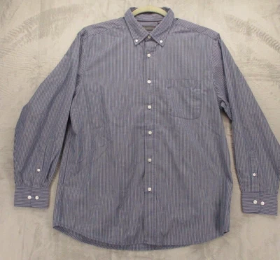 Covington Button Up Shirt Men's L Blue With White Stripe Pattern Button Collar - Image 1 of 4