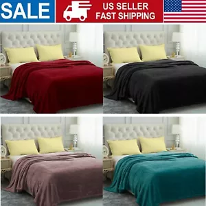 Home Microplush Fleece Blanket - Lightweight & Ultra Soft Bed Queen/King Size - Picture 1 of 45