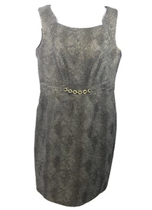 NWOT Ellen Tracy Metallic Snake Jacquard Sheath Dress Sz 8P With Pockets - Picture 1 of 12