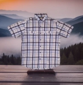 $29 Red Head Button Up Shirt Men Large Blue Gray Beige Plaid Short Sleeve Casual - Picture 1 of 5