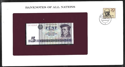 EAST GERMANY BANK OF ALL NATIONS $5 MARK 20 PF STAMP CANC P.27  FROM 1975 - Image 1 of 2