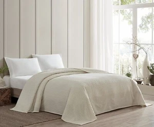 Beatrice Home Fashions Channel Chenille Bedspread, Queen, Ivory - Picture 1 of 9