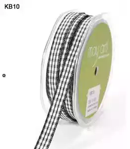 3/8 Inch Solid Checkered Ribbon - May Arts - KB10 - Black - 5 yards - Picture 1 of 1
