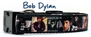 Bob Dylan Hundehalsband Rock N Roll Handarbeit verstellbare Schnalle 1" breit oder Leine - Bild 1 von 12