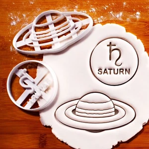 Saturn Planet & Symbol Cookie Cutters Set - space galaxy astronomy Solar System - Picture 1 of 6