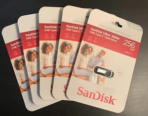 SanDisk 256GB Ultra Slider USB Type-C Drive - SDCZ480-256G-A16BJ, Pack Of 5 - Afbeelding 1 van 2
