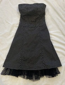 Vintage Tripp NYC Gothic Black & White Polka Dot Corset Dress Costume Party Sz S - Picture 1 of 11