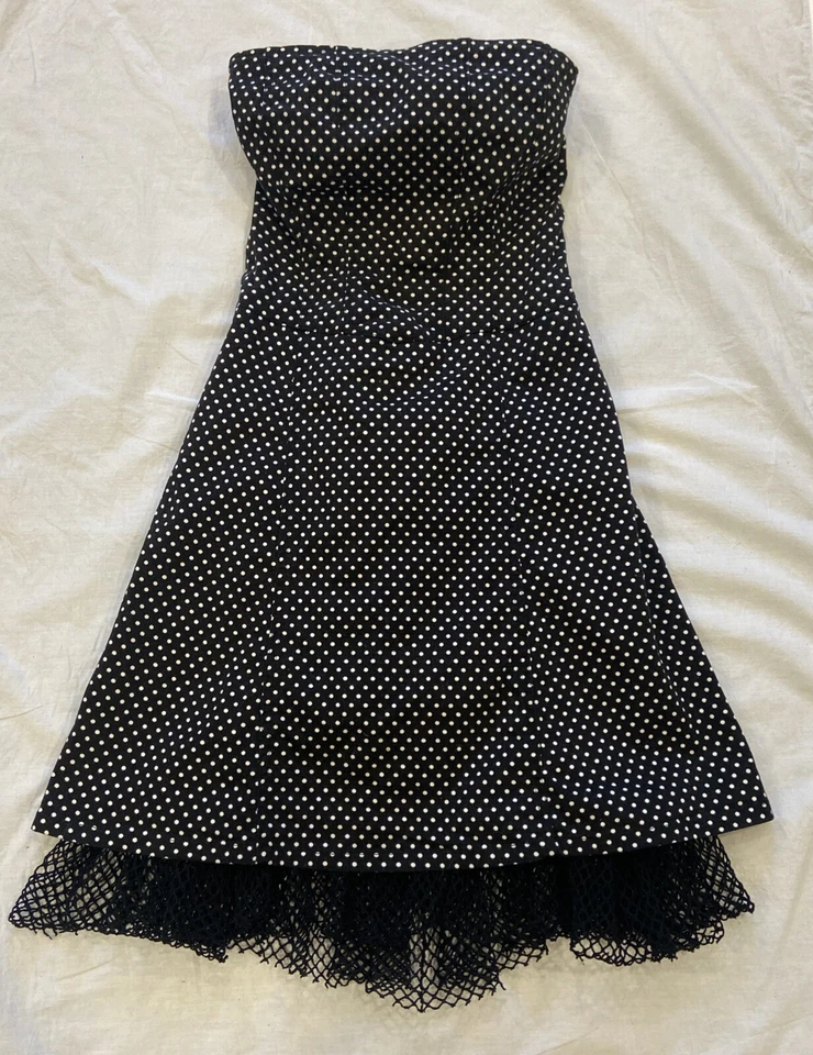 Vestido Corsé Vintage Tripp NYC Gótico Blanco y Negro Lunares Disfraz Fiesta Talla S Foto 1 de 4