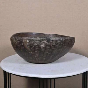 Recipiente decorativo primitivo tallado a mano indio vintage cuenco de madera para servir - Imagen 1 de 7