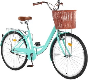 24/26" Adult Cruiser Bike Beach Womens Bike with Basket Commuter Bicycle 1 Speed - Picture 1 of 7