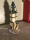 St.Nicholas Square Christmas Village Ceramic Illuminated Clock Tower w/box