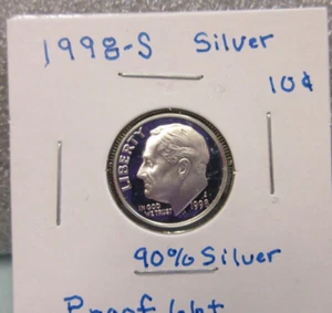 1998-S Roosevelt Dime 10 Cent COIN / 90% Silver - Picture 1 of 2