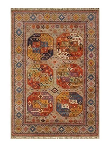 5 x 7 ft Gray Ersari Afghan Hand Knotted Wool Geometric Tribal Area Rug - Picture 1 of 14