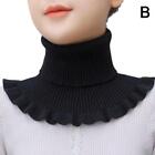 Womens Turtleneck Ribbed Knitted False Collar Ruffles Wrap Scarf` J69c