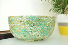 Handmade Decorative Bamboo Bowl Lacquer Inlaid With Eggshell Green-Gold H004L