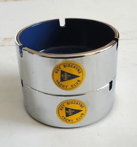 2 MCM Maru Tread Pacific Chrome Blue 4" Ashtray Kenmochi Key Biscayne Yacht Club - Picture 1 of 8